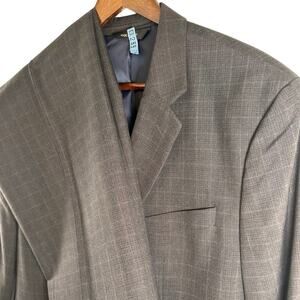 Banana Republic Men’s 46L Glen Plaid Suit  Blue Tailored Fit 38x30 Classic EUC